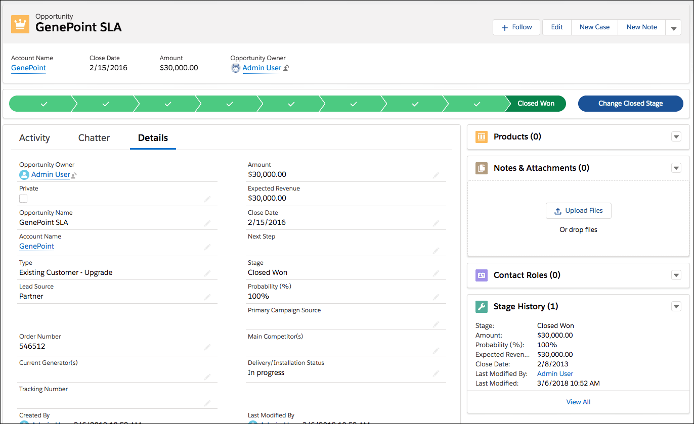 Standard Opportunity Layout Salesforce Lightning